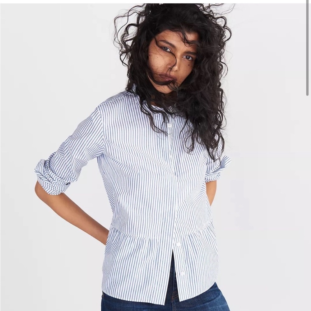 Madewell Peplum shirt in blue stripe